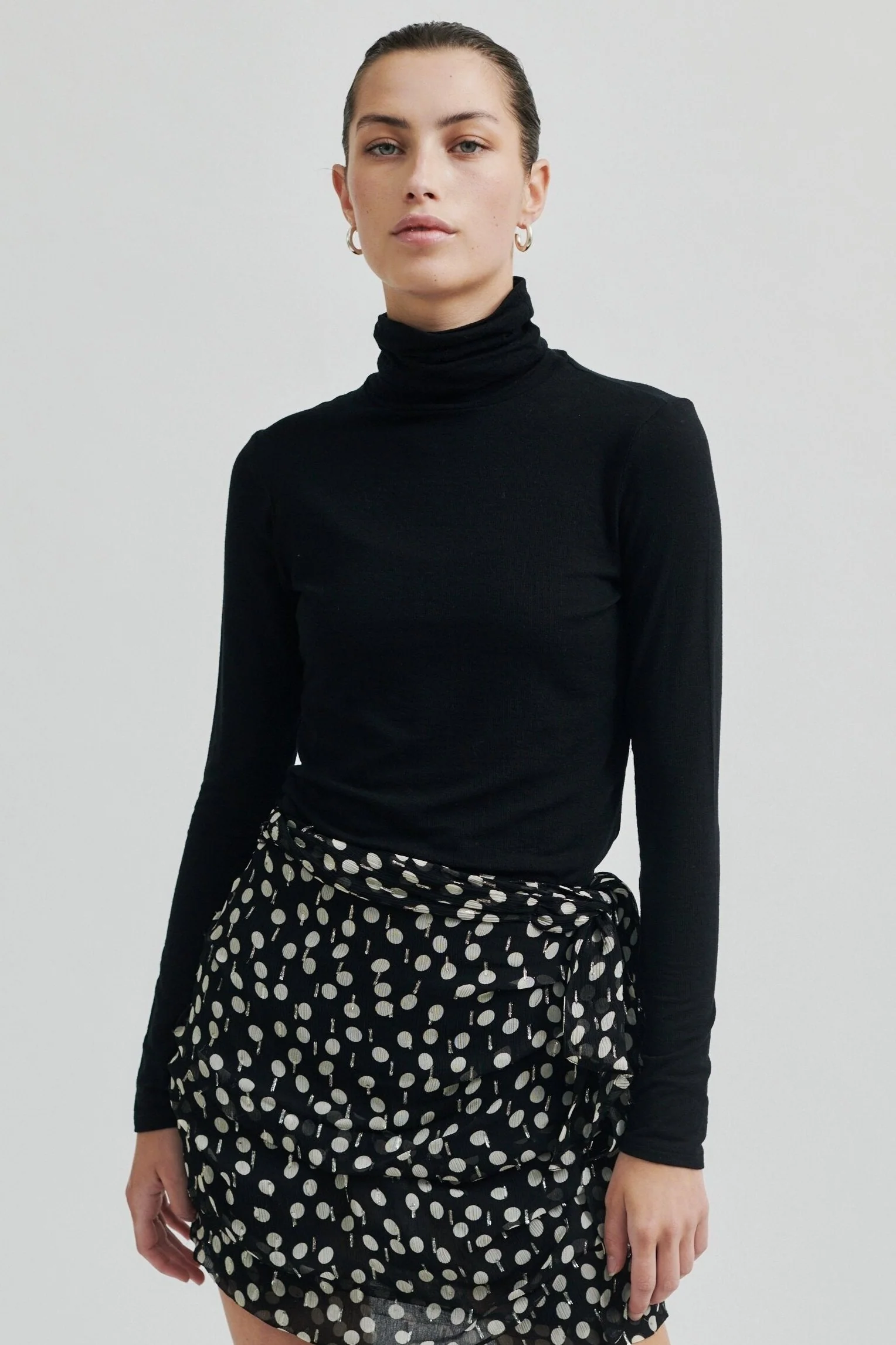 Second Female  Matima T-Neck langærmet t-shirt - Sort