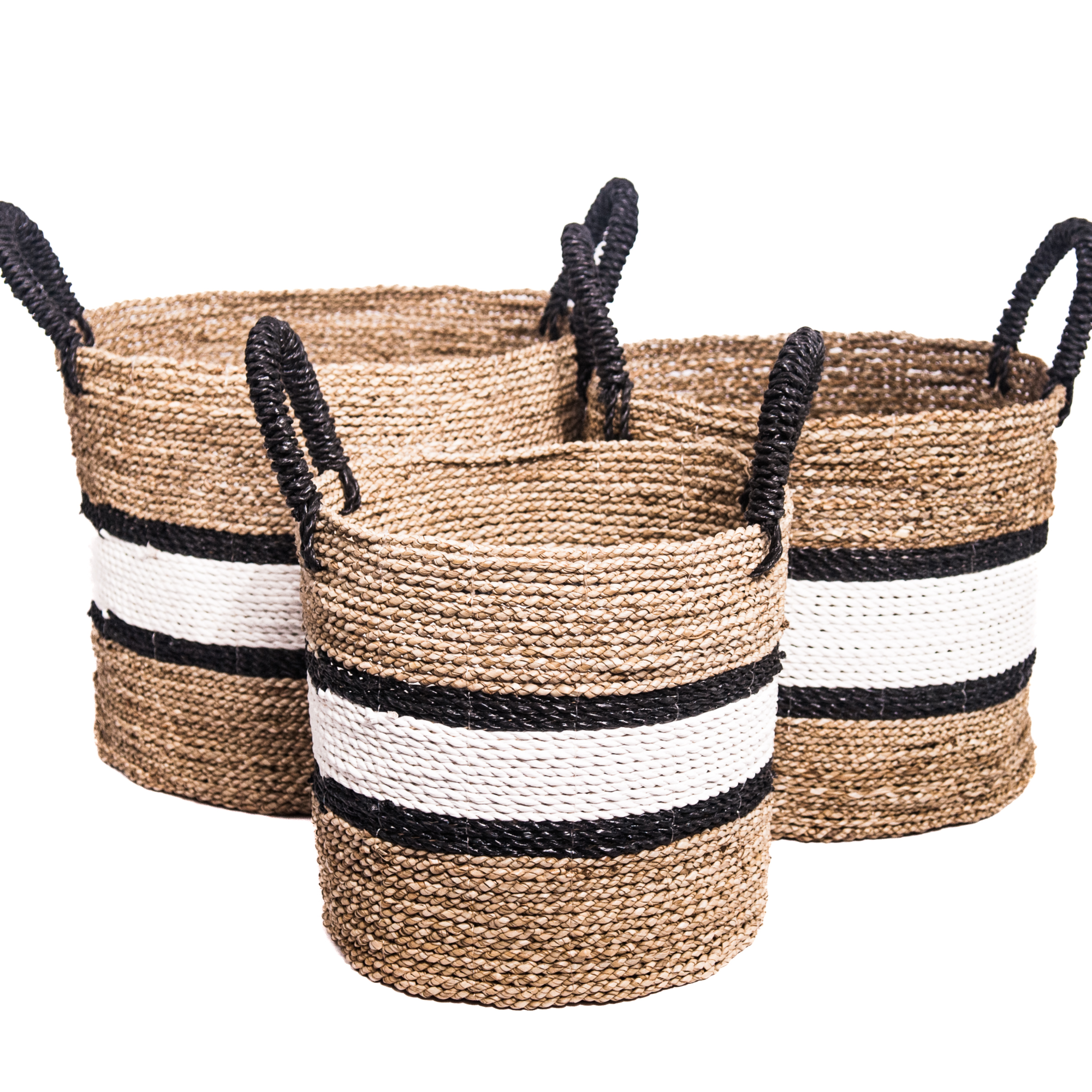 Mand naturel/wit/zwarte band en handvatten S