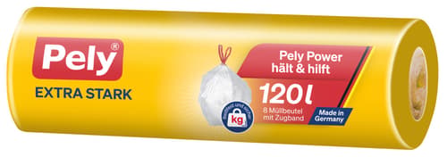 Pely® Zugband-Beutel Extra-stark,120 Liter, 8 Stück