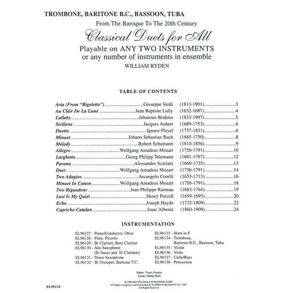 Alfred Music Publishing Classical Duets for All Tromb