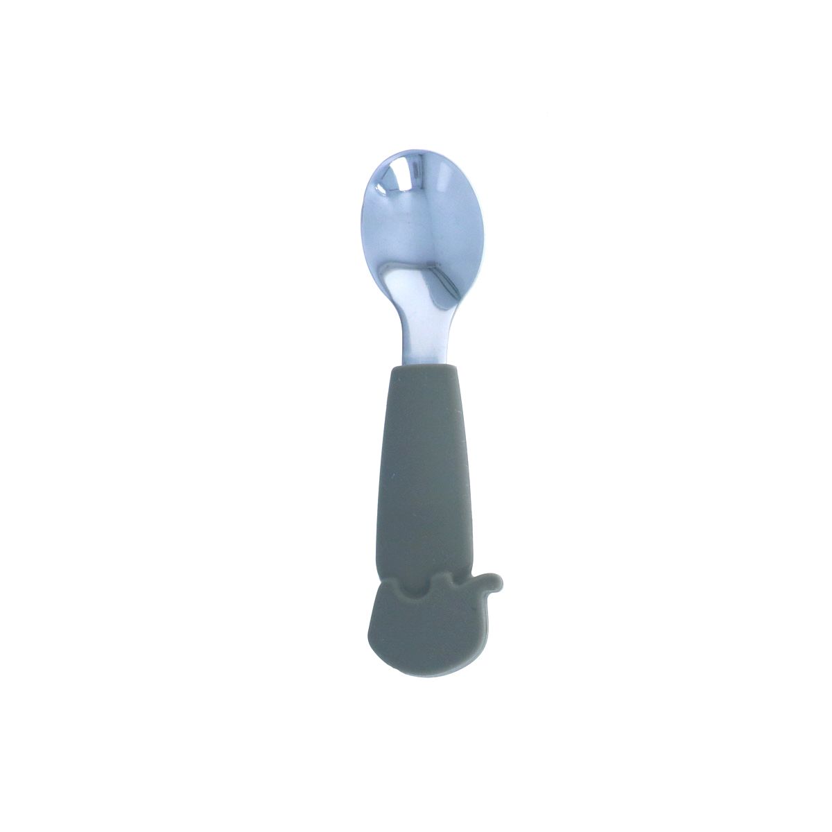 Cuillère avec manche éléphant silicone gris Pause goûter