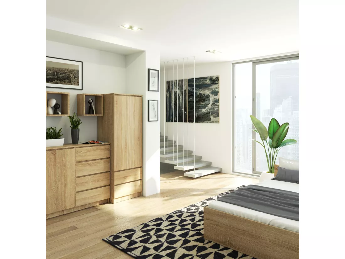 Armoire AKORD S60 Chêne Sonoma 60 cm 2 portes 2 tiroirs façade Chêne Sonoma 1 étagère 60x51x180 cm