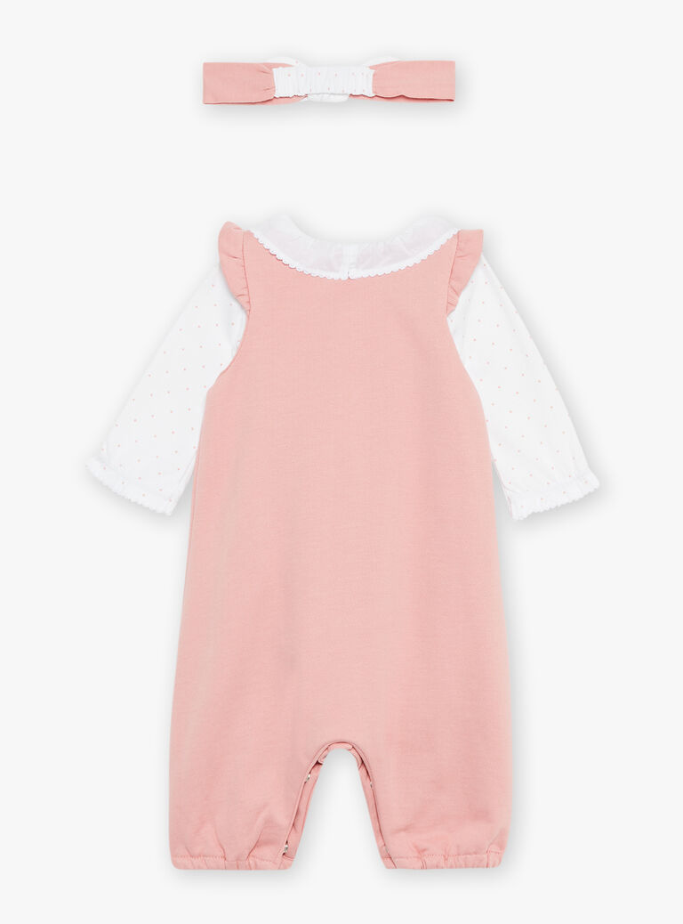 Ensemble body, salopette et bandeau écru