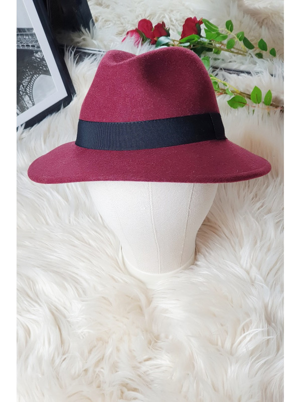 Chapeau laine bordeau