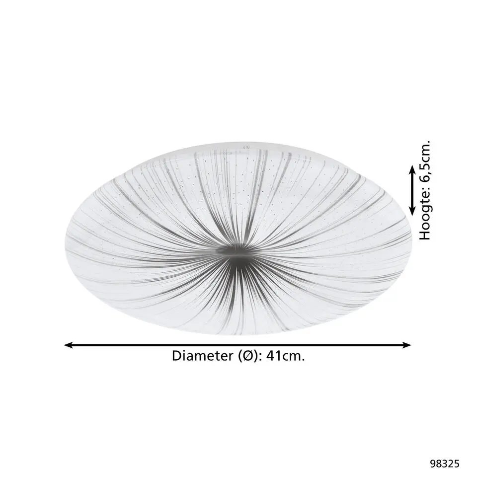 EGLO Nieves Wandlamp/Plafondlamp - LED - Ø 41 cm - Wit/Zilver
