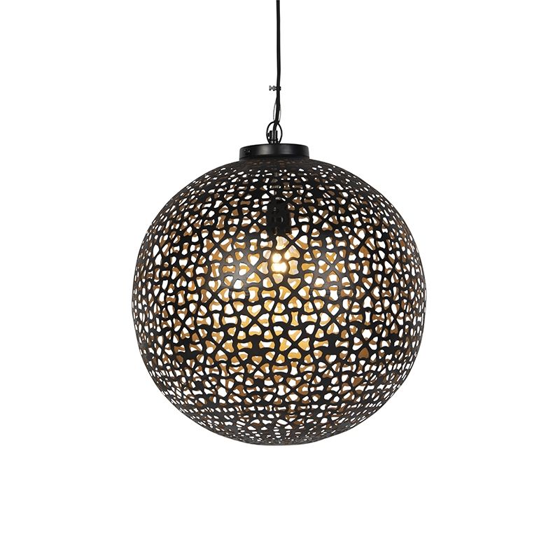 Oosterse hanglamp zwart met goud 45 cm - Radiante