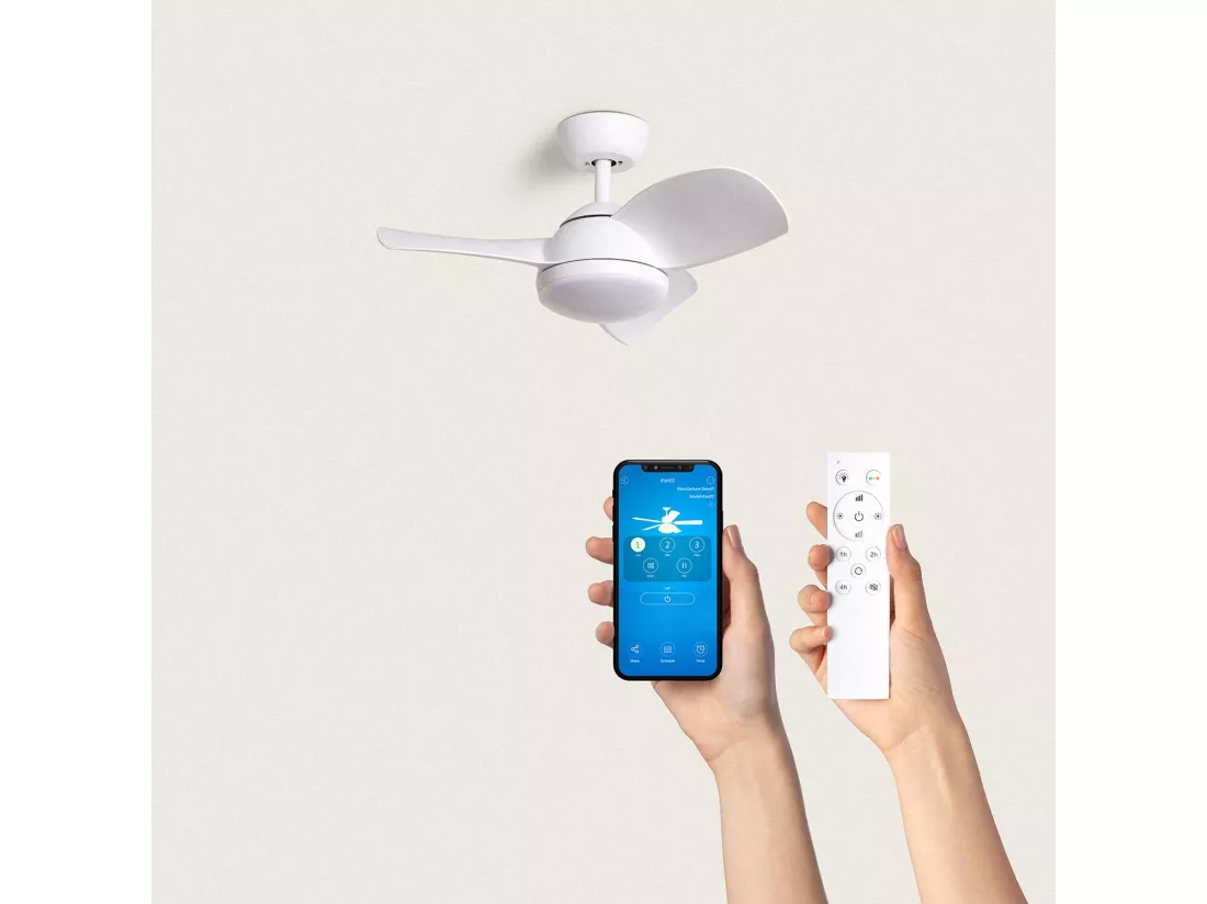 Ventilateur de Plafond Silencieux Poros 35W 76cm Motor DC Blanc Télécommande Avec lumière Oui Blanc