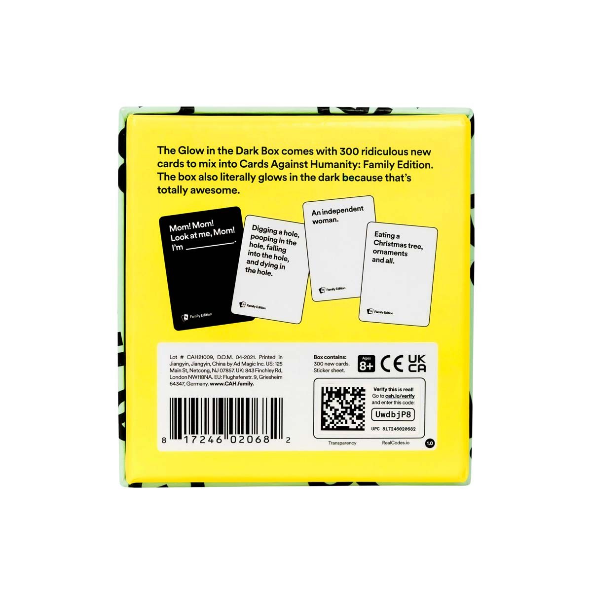 Cards Against Humanity Family Glow In The Dark Box