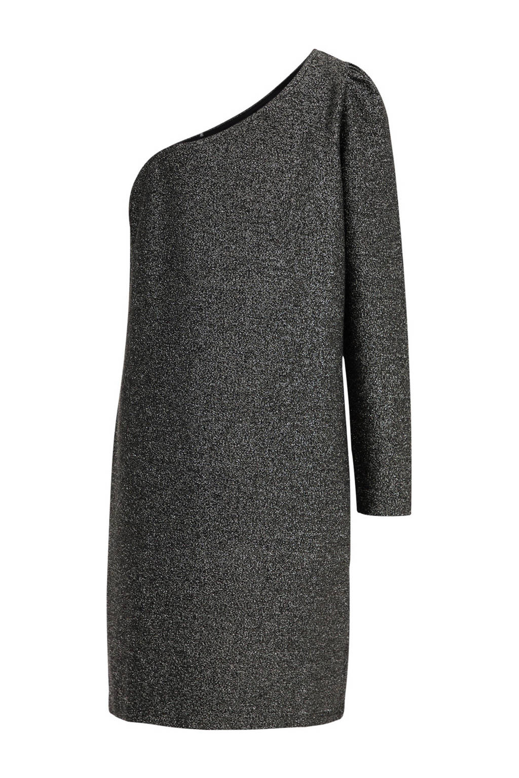 WE Fashion gemêleerde bodycon jurk zilver/zwart