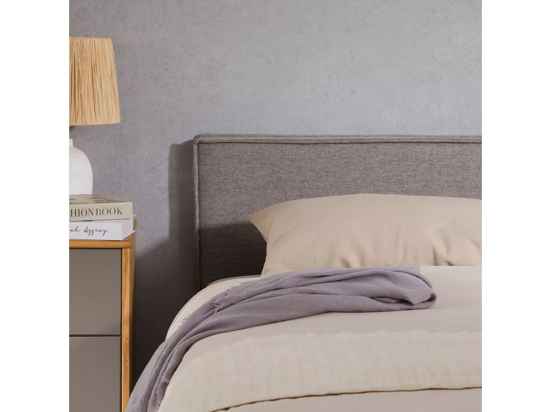 Tête de lit ANISA 90 rembourrée, En tissu polyester pour lit 90 cm, Sur pieds en plastique, Gris
