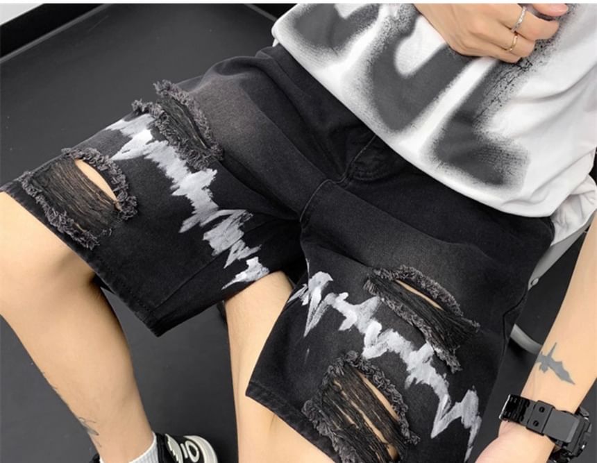 Trimecca - Denim shorts met hoge taille en wijde pijpen