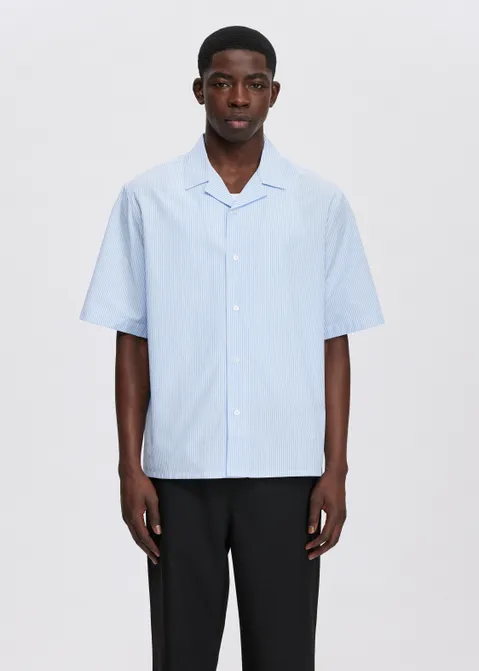 Poplin overhemd met korte mouwen blauw (BLW.L)
