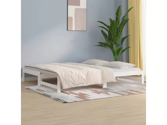 Lit coulissant Blanc 2x(90x200) cm Bois de pin massif