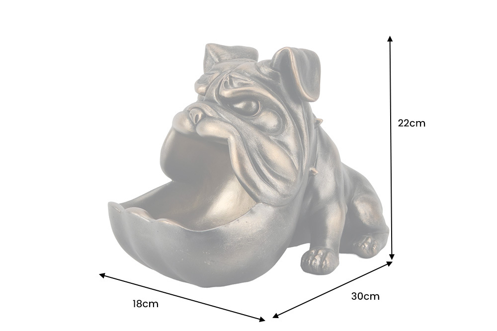 Deko-Figur BULLDOG 30cm bronze mit Ablagefach handmade