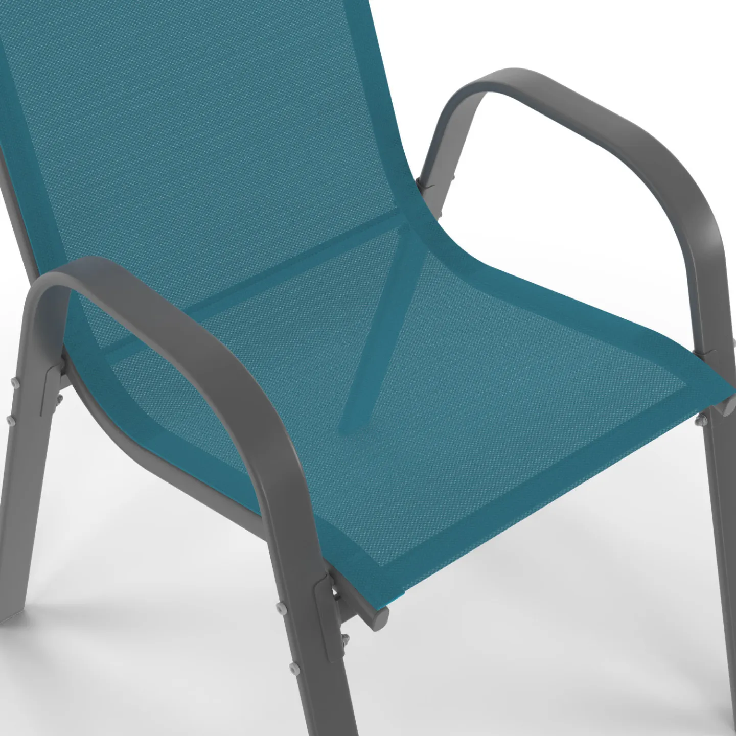 Lot de 4 chaises de jardin LYMA métal et textilène empilables bleu canard