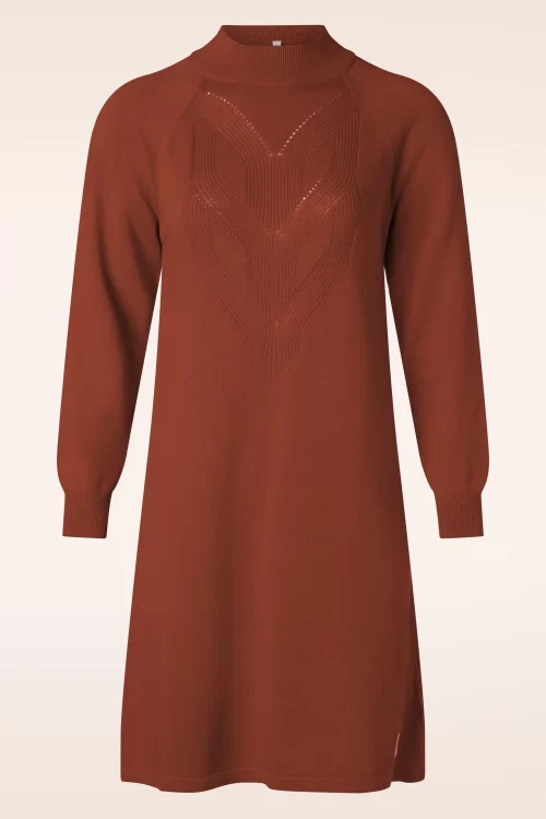 Blutsgeschwister Braided and Easy gebreide jurk in spicy me brown