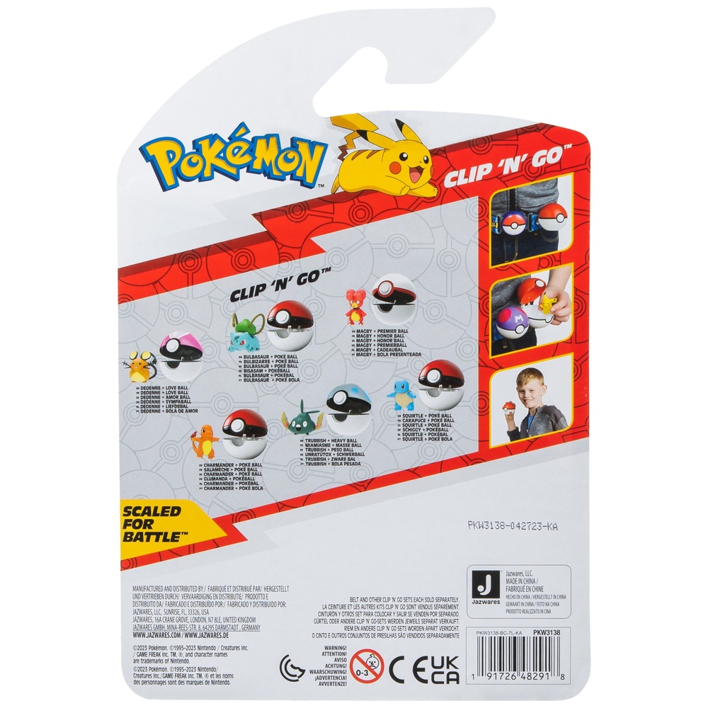Pokémon Clip'n'Go Pokéball Dedenne & Love 5cm Figur