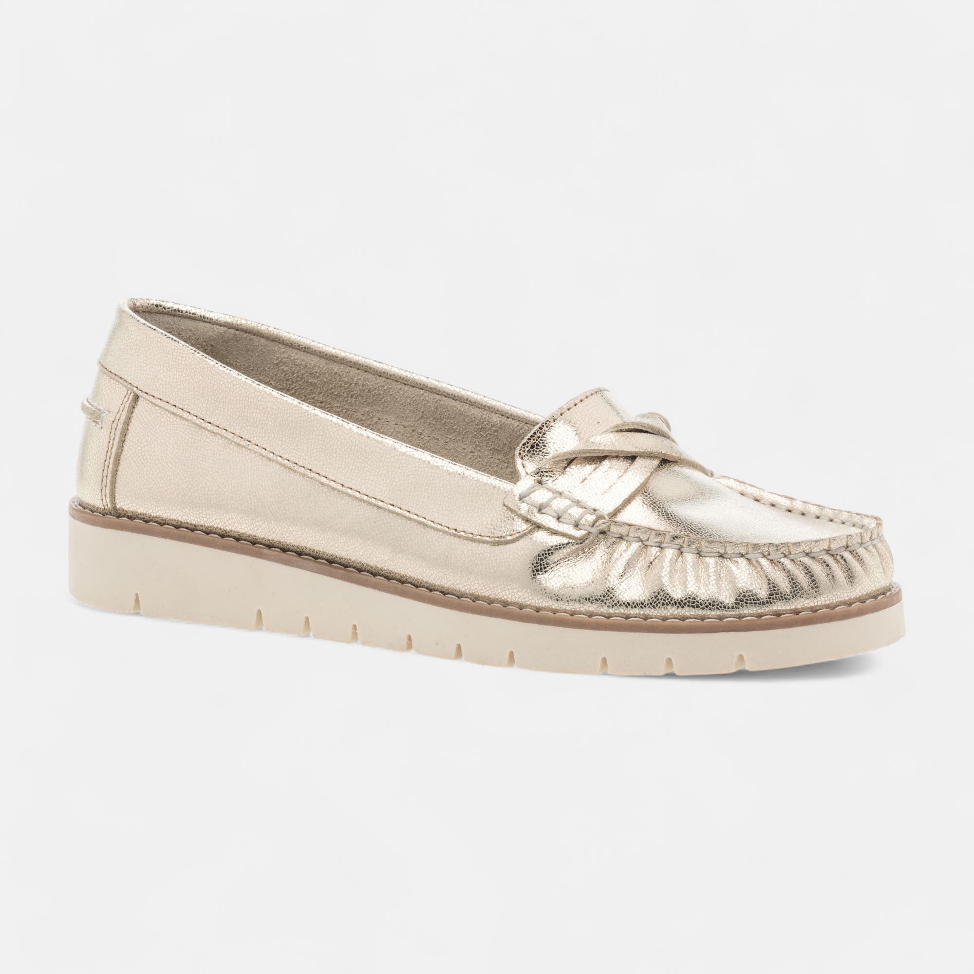 Mocassins Femme en cuir or