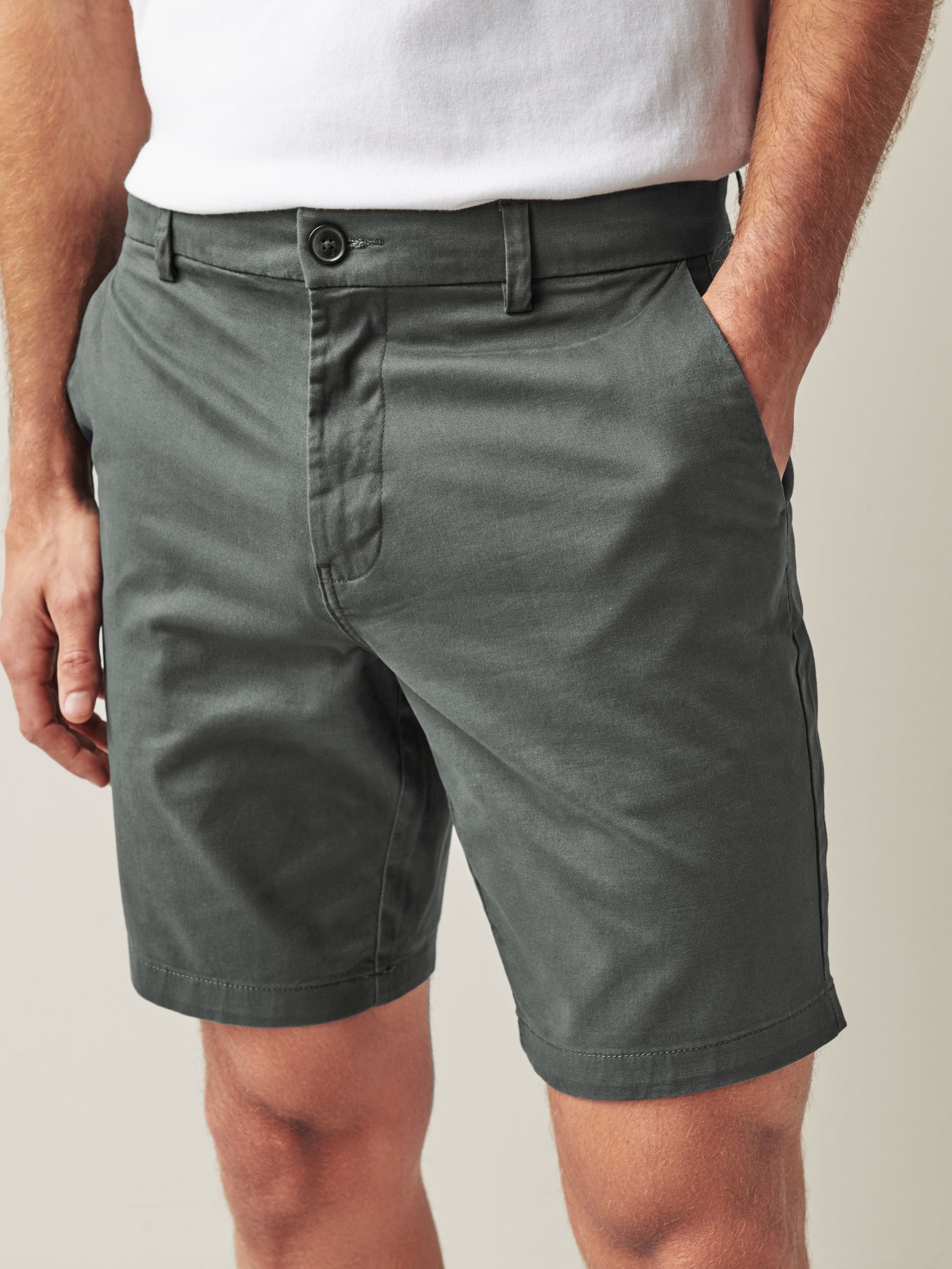 Antraciet - Straight fit - Chinoshort met stretch