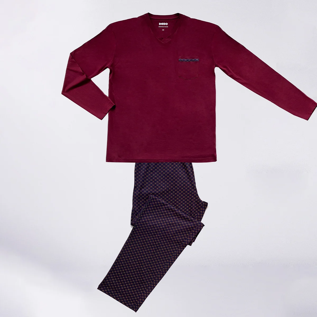 Pyjama homme PREMIUM bordeaux/imprimé