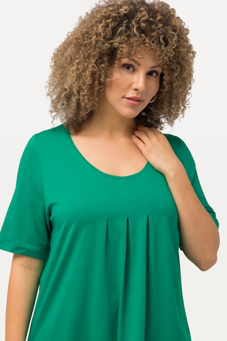 T-Shirt, Zierfalten, A-Linie, Rundhals, Halbarm, Modal