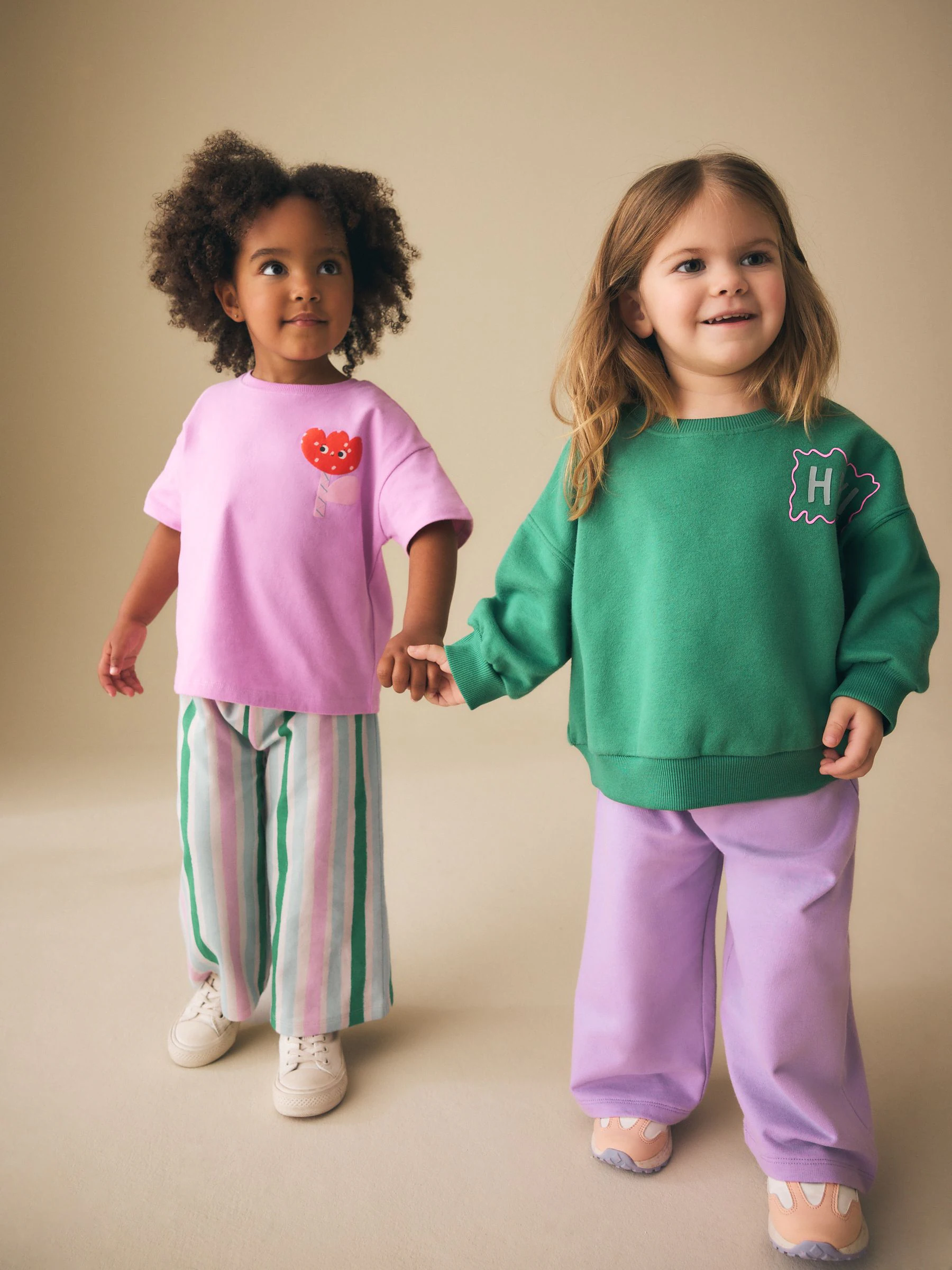 Groen/roze - Set van 2 tops en broeken (3mnd -7jr)