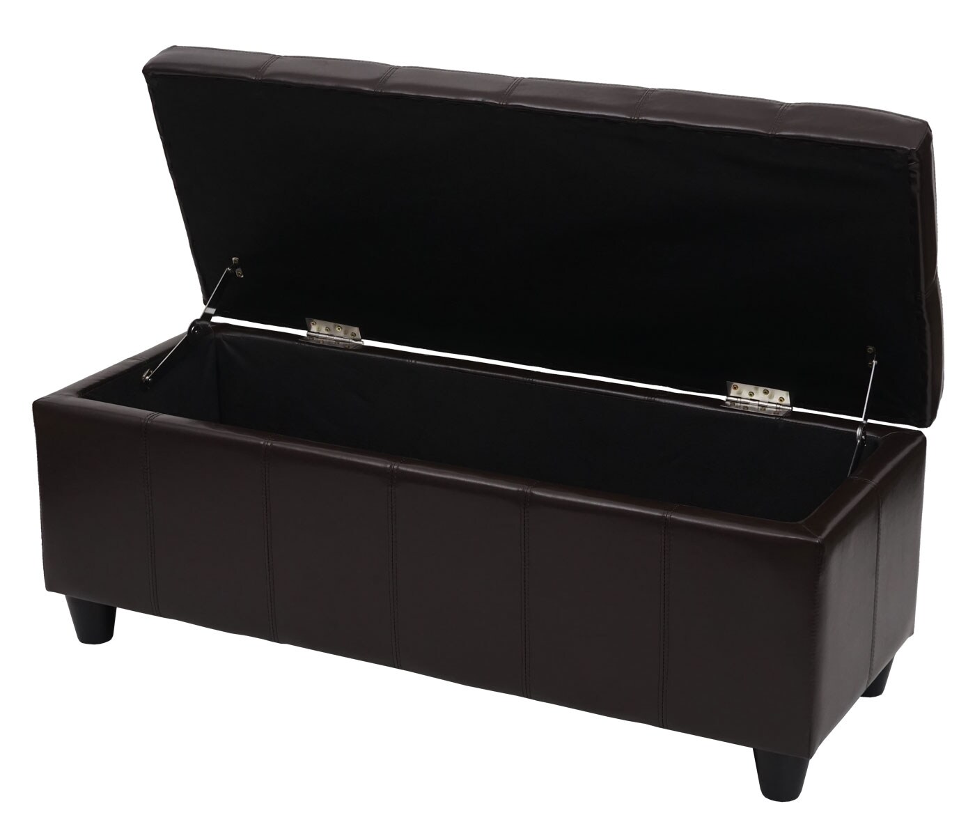 Aufbewahrungs-Truhe Kriens, Sitzbank Bank, Kunstleder, 45x114x45cm ~ braun