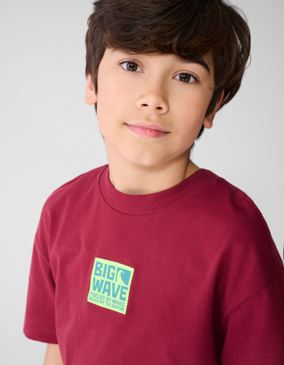 Big Wave Artwork T-shirt Donkerrood