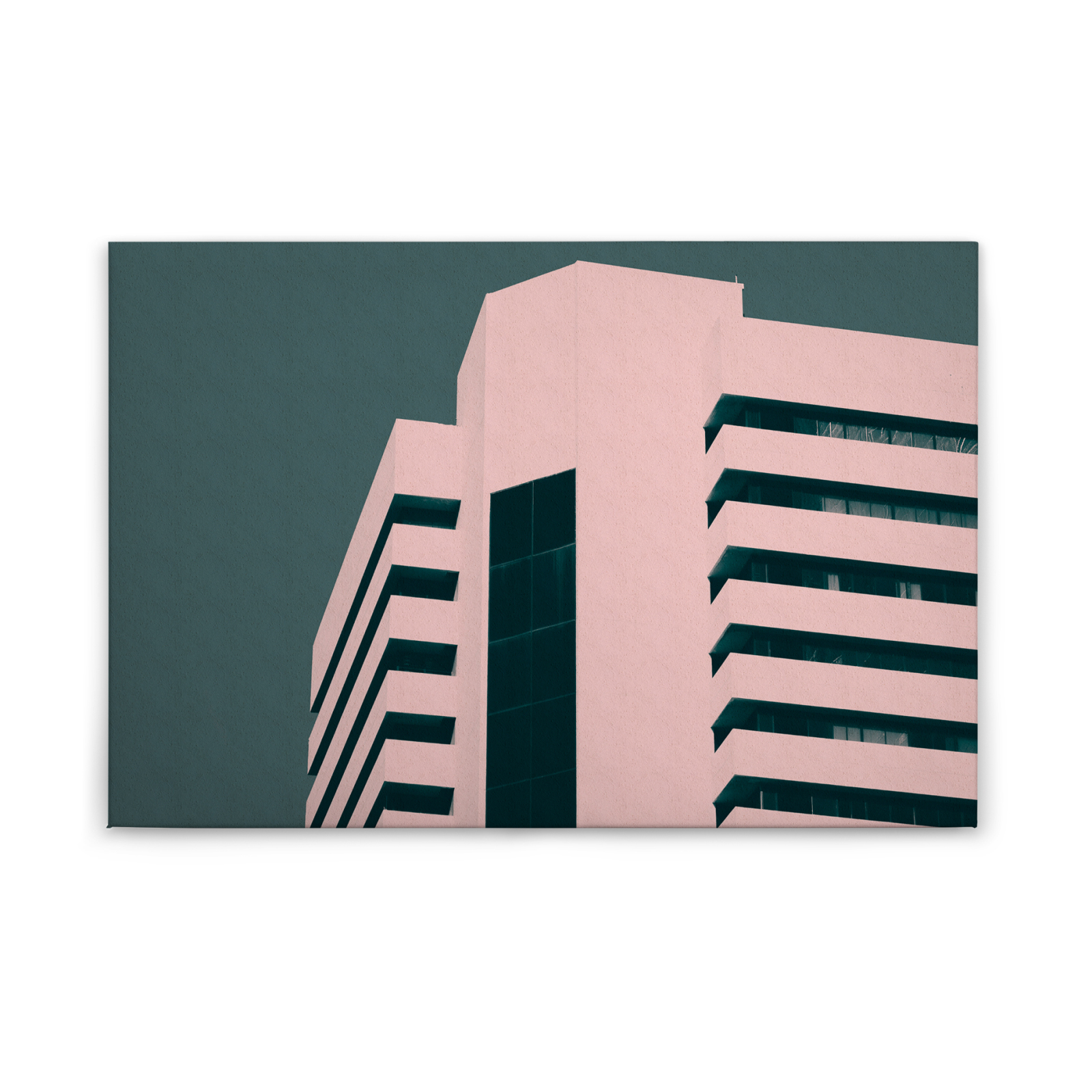 Leinwandbild HOCHHAUS - rosa-grün - 90x60 cm