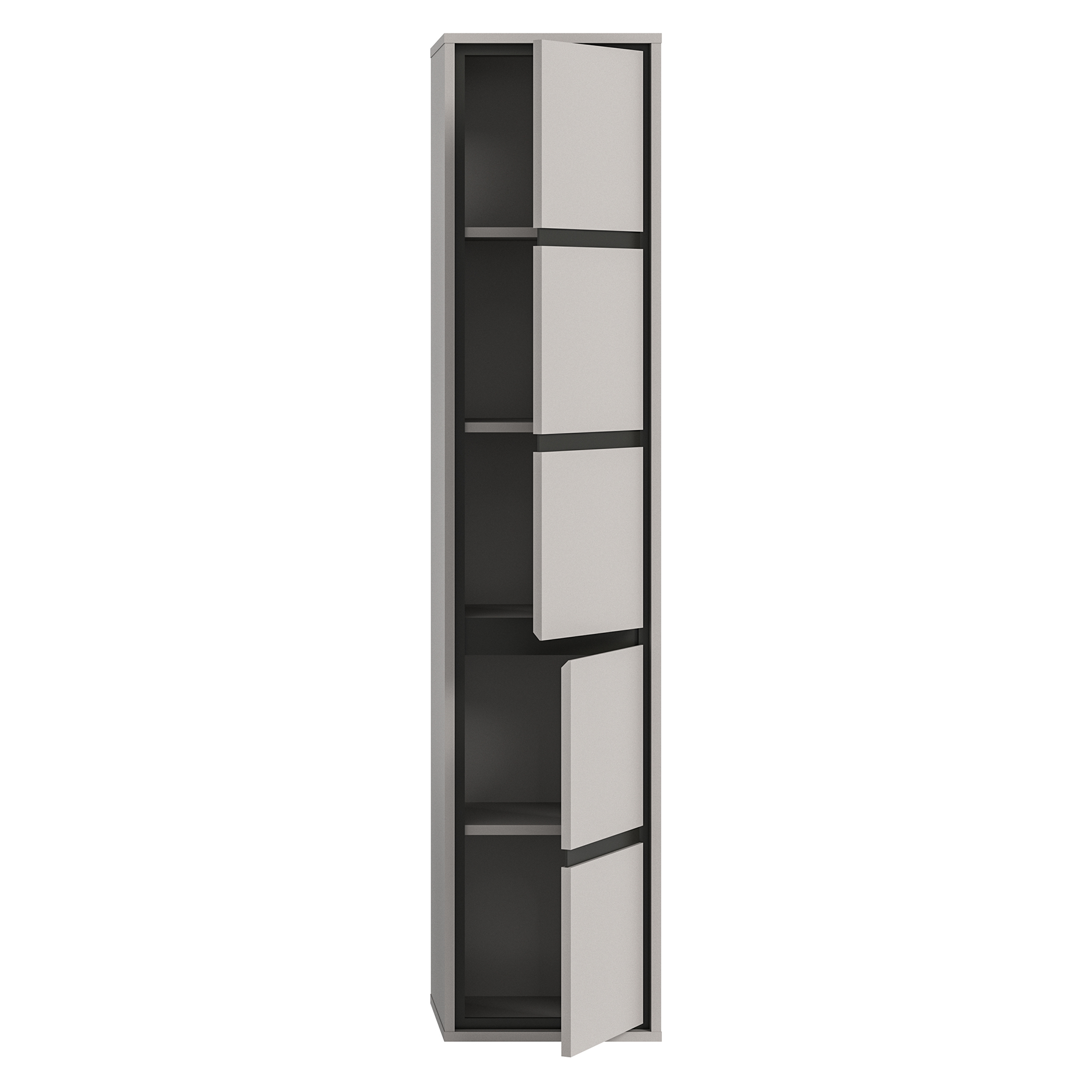 Hochschrank JARU - grau-schwarz - 163 cm hoch