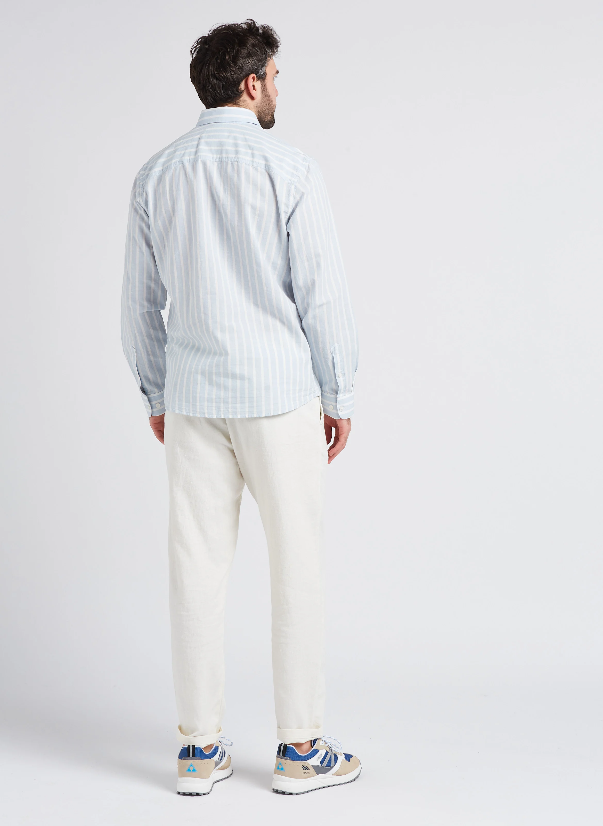 Pantalon droit en coton bio mélangé| Blanc