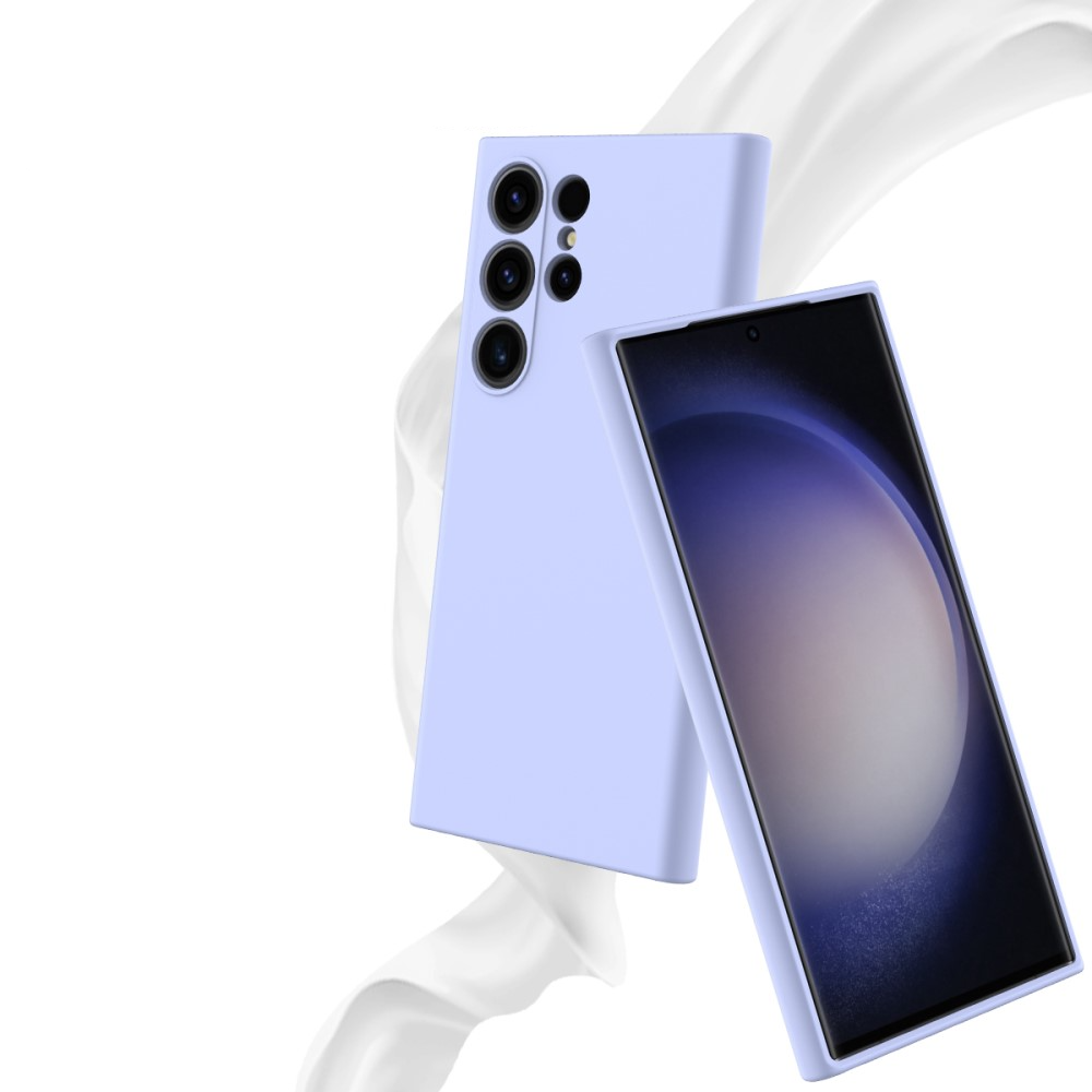 Samsung Galaxy S24 Ultra Silikon Case Hülle mit Kameraschutz   Trageschlaufe - Lila
