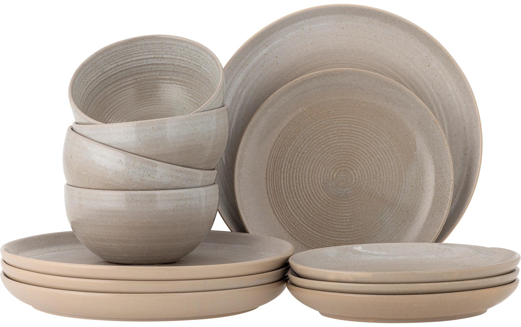 Speise-Service Taupe 12-teilig, Grau<br>Geschirrset