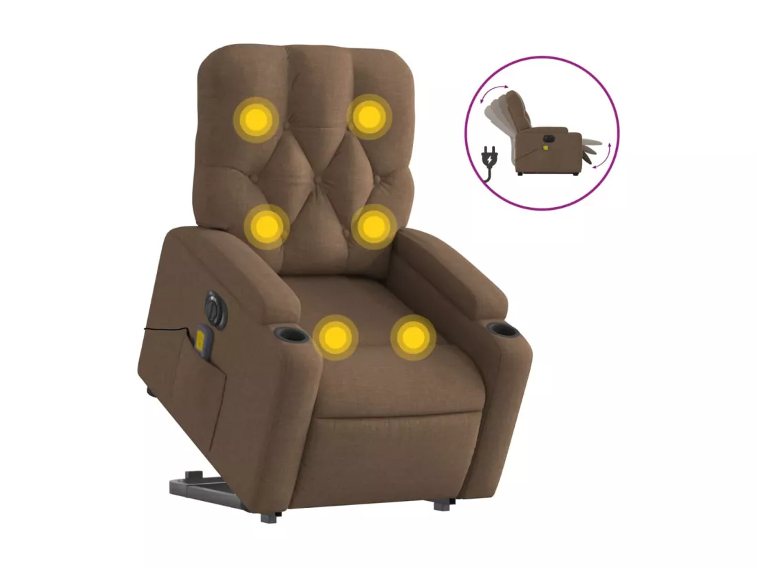 Fauteuil inclinable massant électrique Marron Tissu