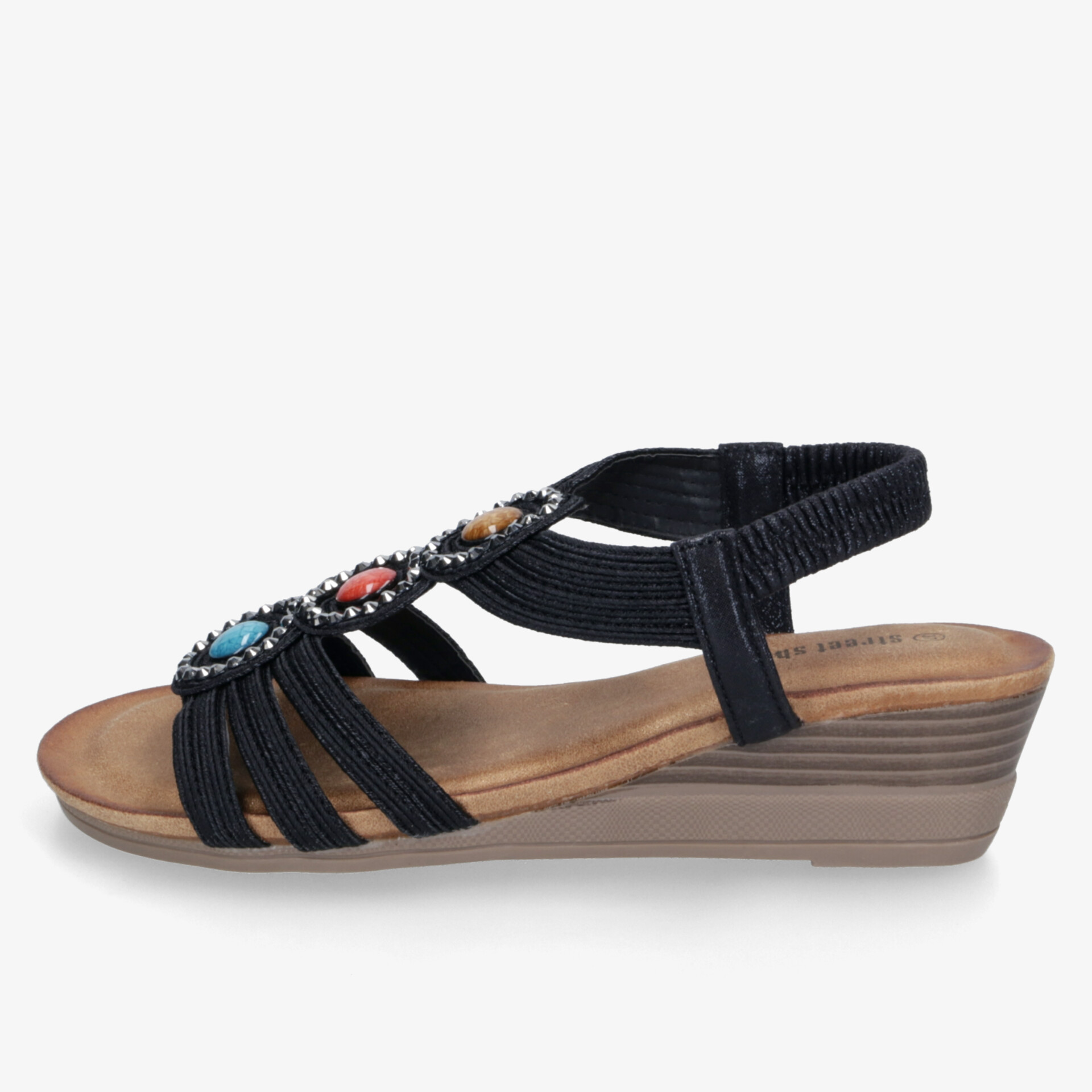 street shoes Damen Keilsandalen schwarz