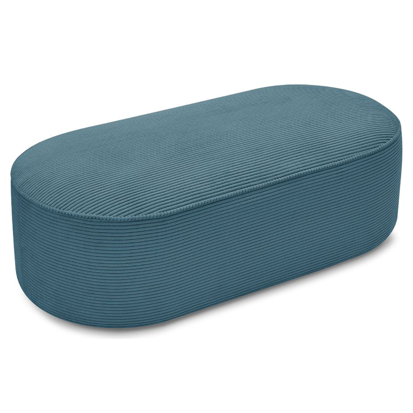 Bobochic Pouf pour canapé modulable en Velours côtelé Rousseau bleu foncé - 140x70x45 cm