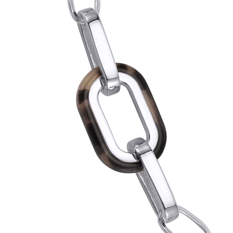 Bracelet En Argent Rectangle Et Acétate Noire Muriel