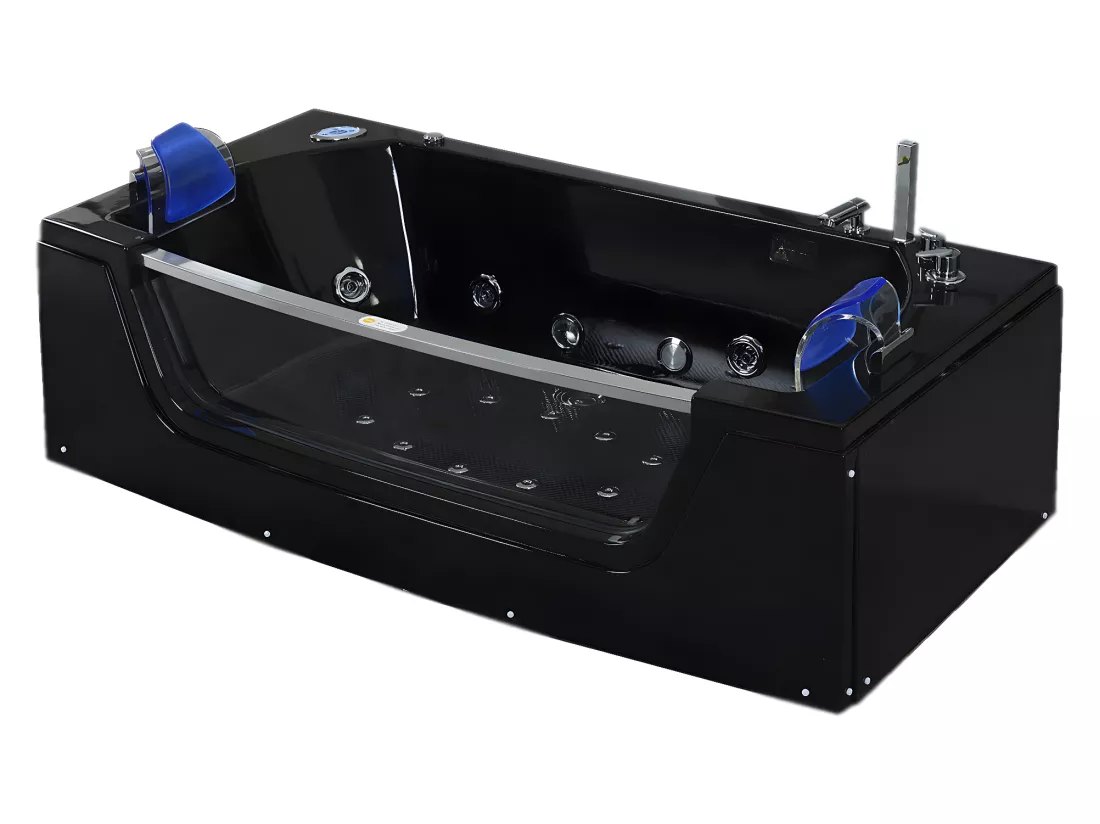 Baignoire hydromassage noir Chromothérapie 180 X 90 cm 14 jets – Cherry