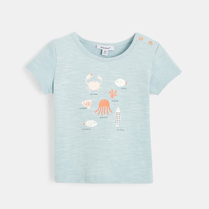 T-shirt manches courtes bébé fille en jersey flammé bleu Absorba Bleu