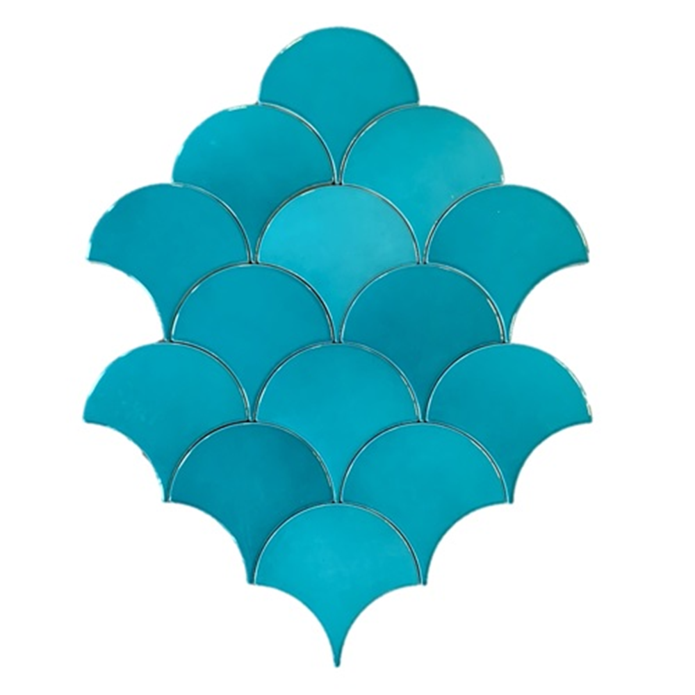 Terre d'Azur Hawaiian visschub tegels / mermaid tegels turquoise 12,5x6.3cm