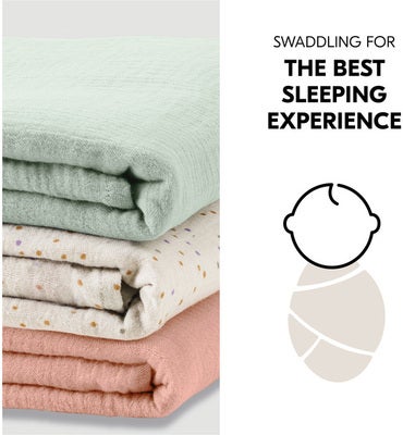 Hauck Cuddle N Clean Musselinteppe 3-Pakk, Sage/Beige/Dots/Cork
