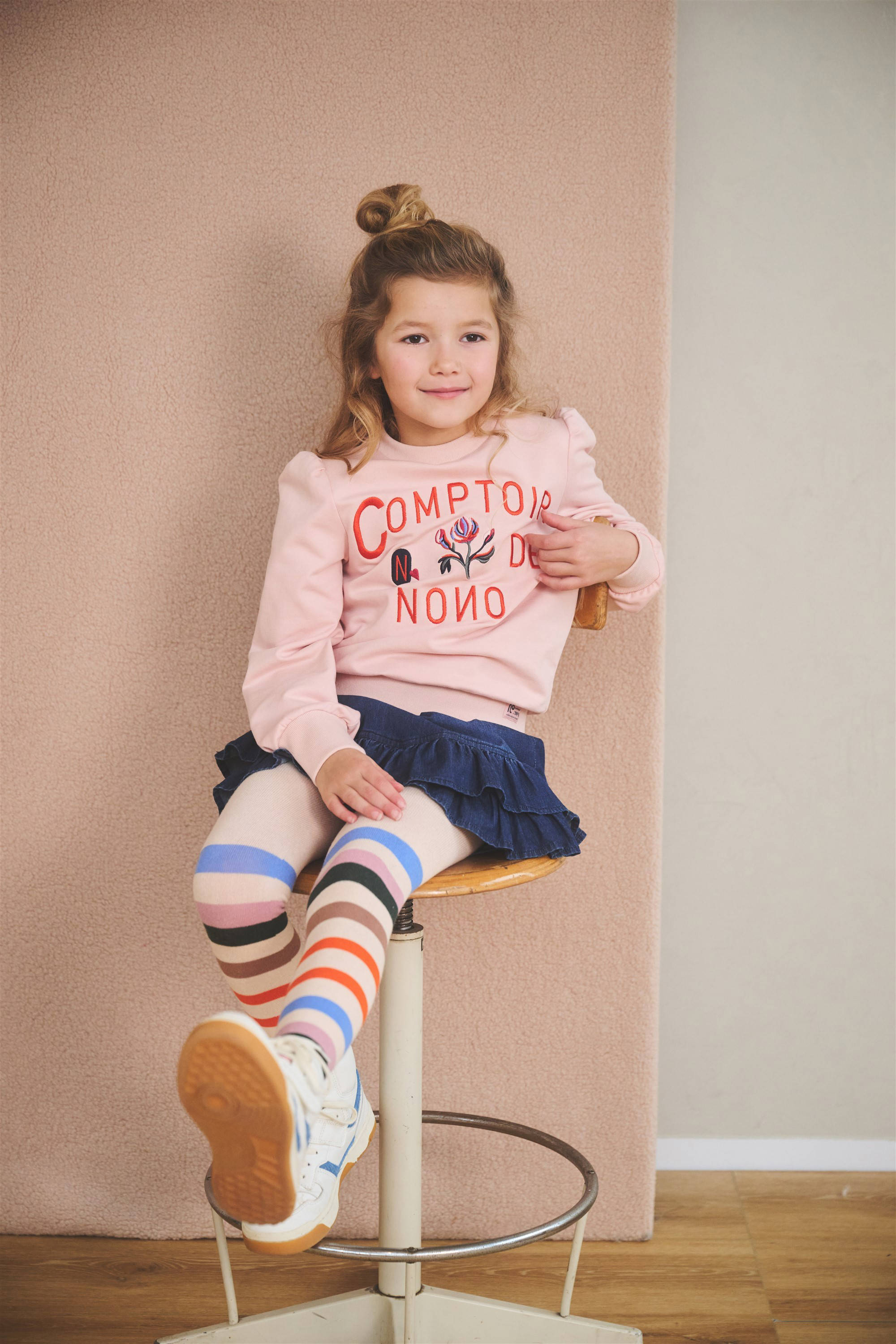 NONO maillot met streepdessin lichtroze/multicolor