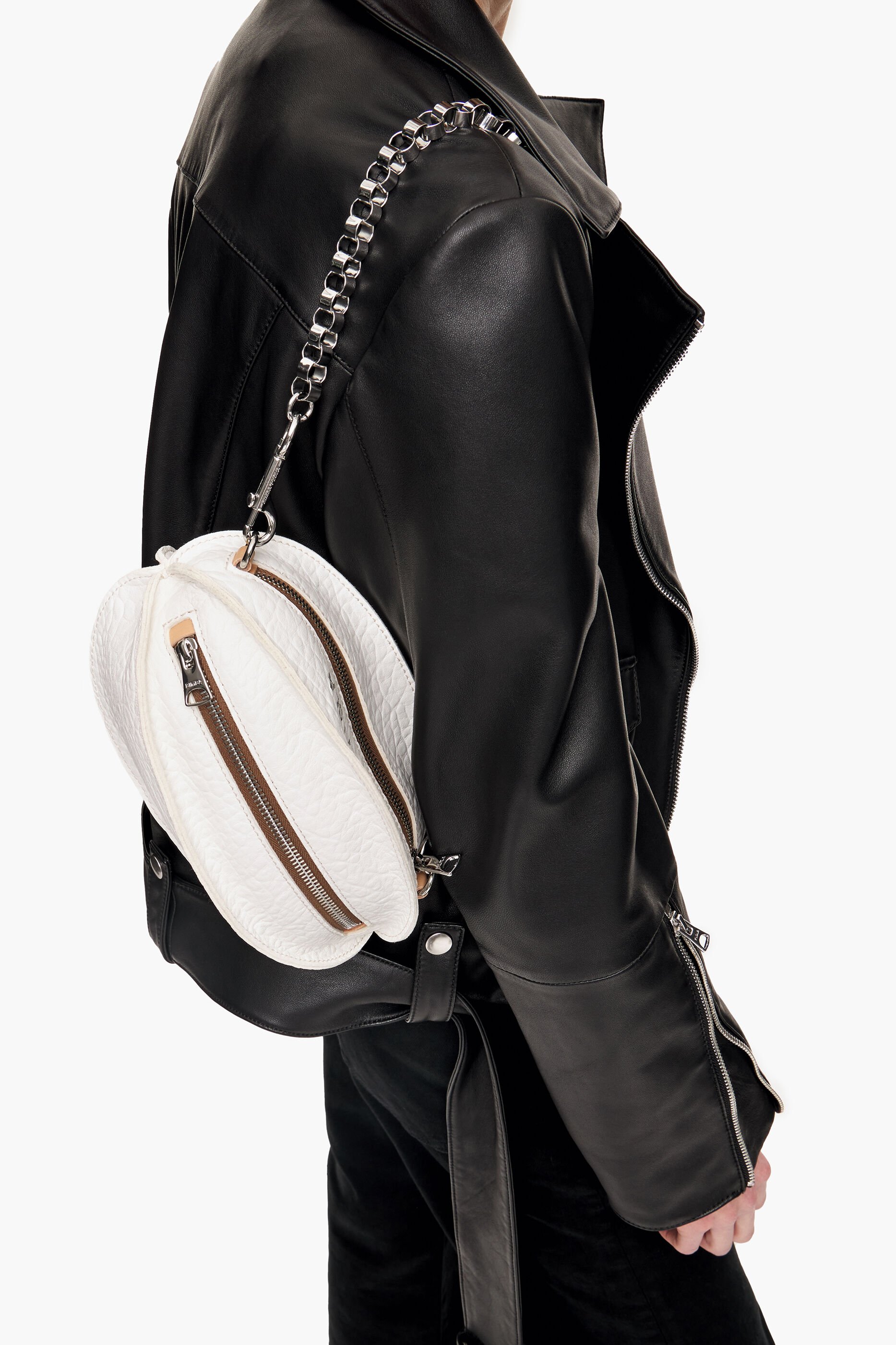 Bolsa Pelota S, couro branco