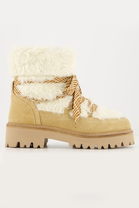 Lederboots, Veloursleder, Teddyfleece, Weite H