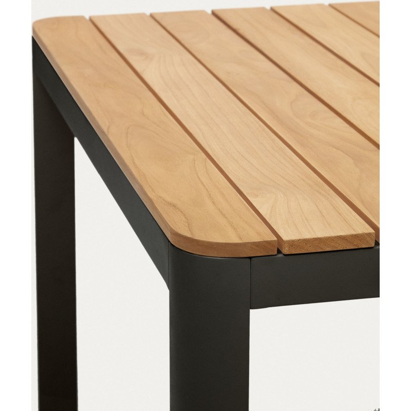 Table d'extérieur Bona - bois de teck massif pieds aluminium