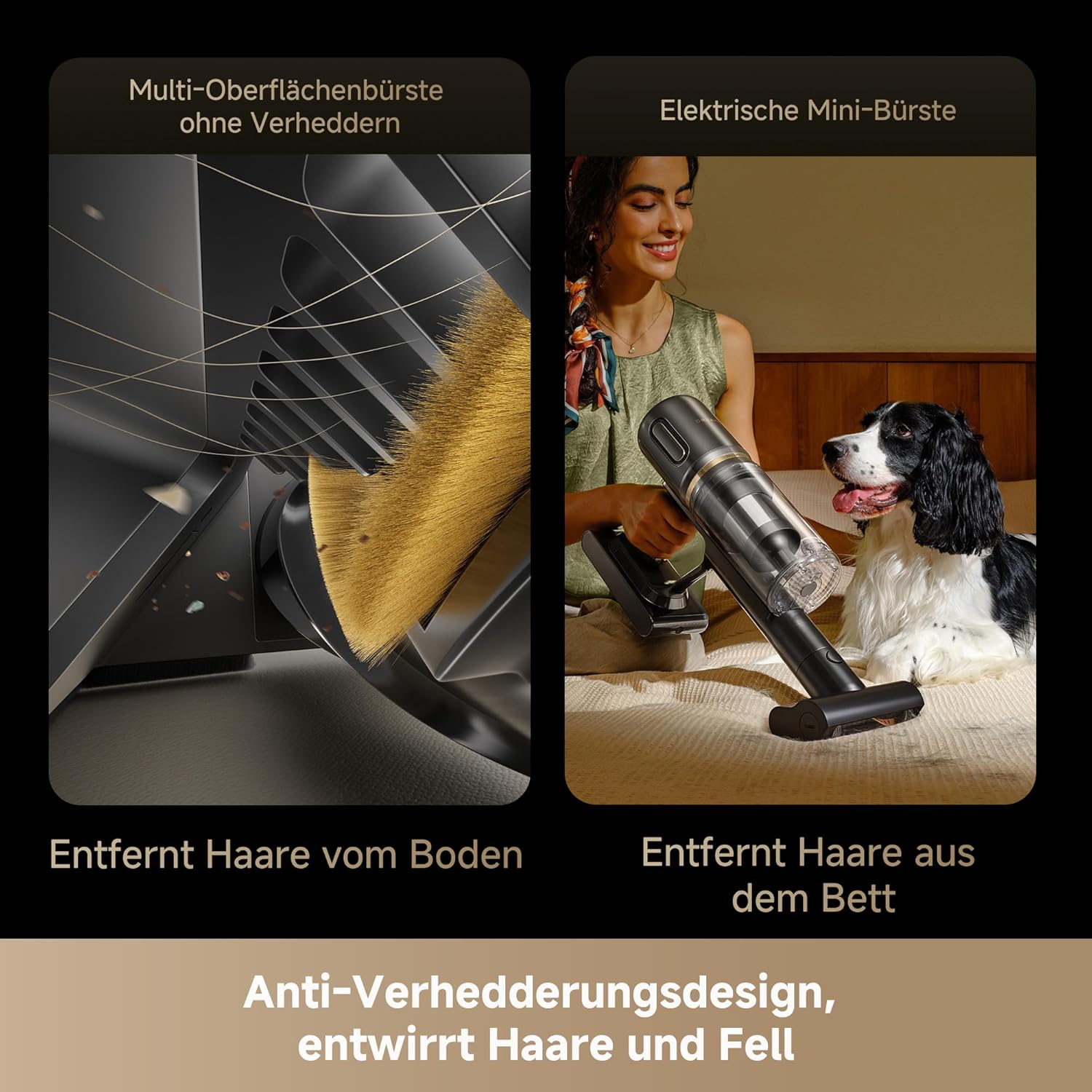 dreame V20 Kabelloser Staubsauger, Kantenreinigung 0 mm, für Hartböden und Teppiche, 25.000PA / 210 AW Saugkraft, ohne Verheddern, 90 Minuten maximale Laufzeit, Filterung 99,99%, entfernt Tierhaare