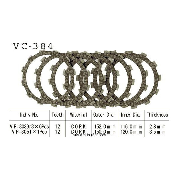 Kyoto - Disques garnis d'embrayage VC384