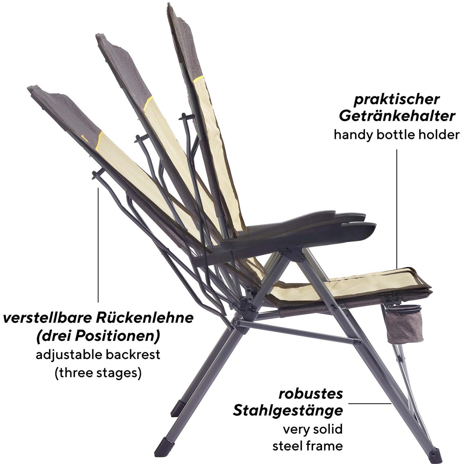 UQUIP Campingstuhl Justy XL Faltstuhl Strandstuhl Klappstuhl Verstellbar 120 kg Farbe: Petrol/grey