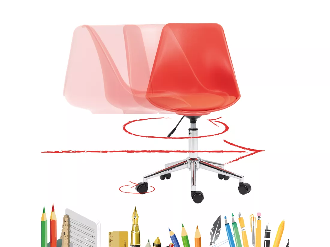 SVITA EDDY chaise de bureau pour enfants chaise pivotante chaise de bureau pour enfants rouge