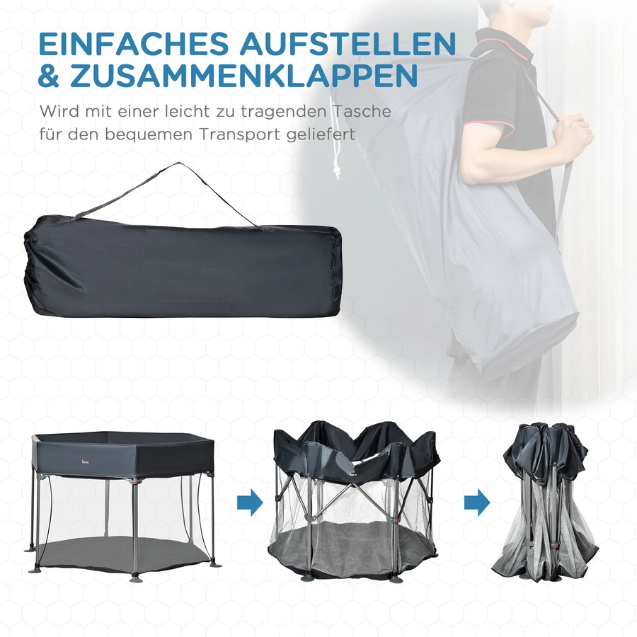 HOMCOM Laufgitter mit Tragetasche grau